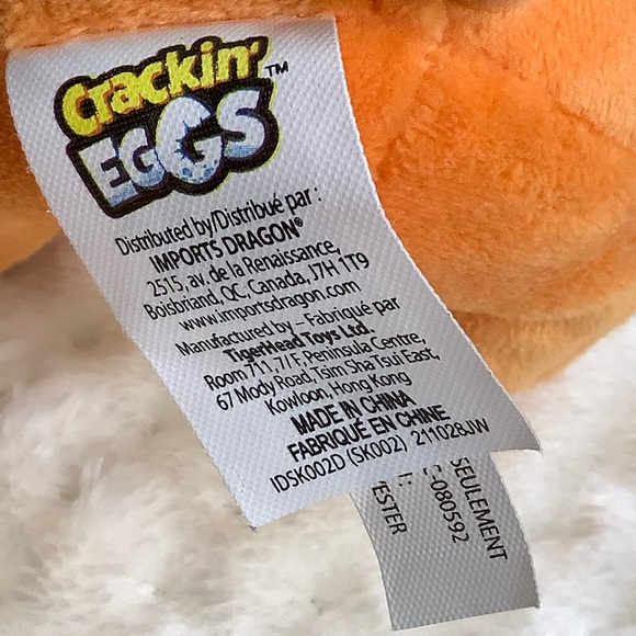 Tiger Head Toys Crackin Eggs Plush Orange Dino with Working Sound Stuffed Animal - Picture 7 of 10